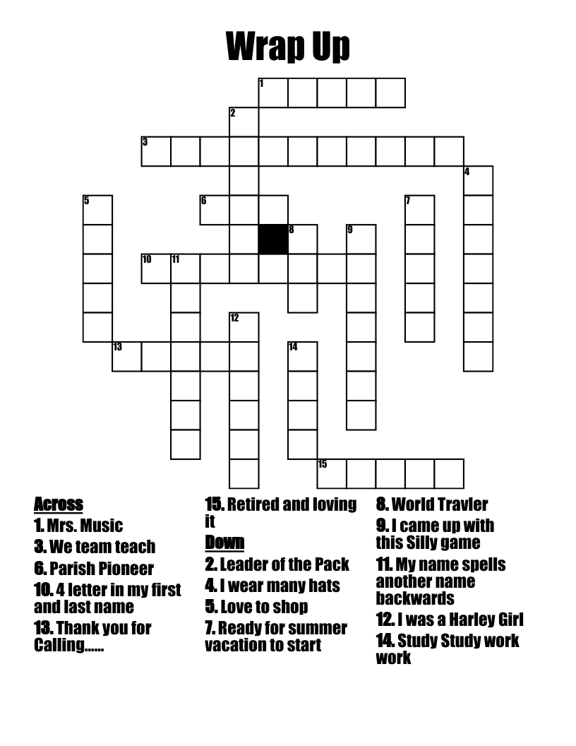 Wrap Up Crossword