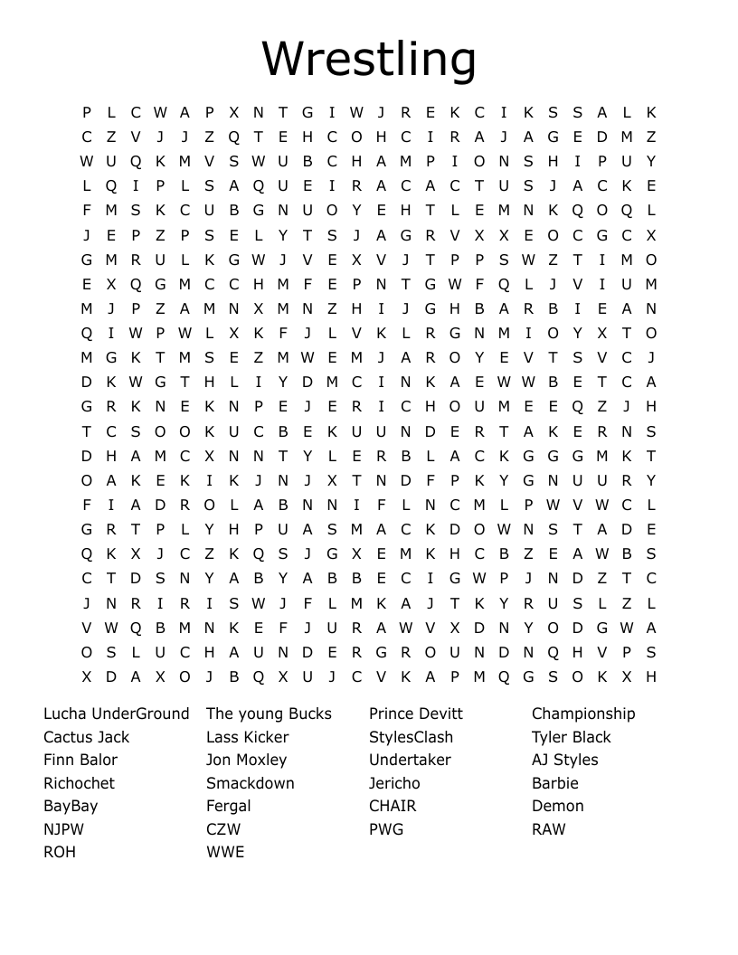 Wrestling Word Search