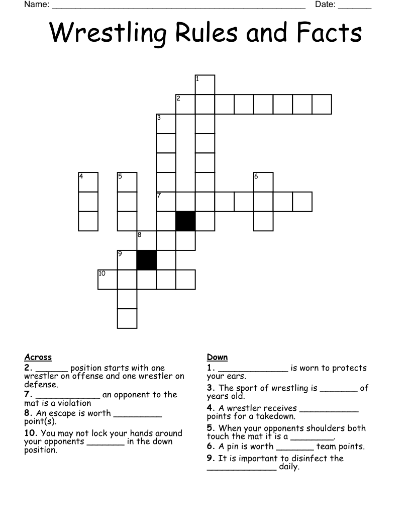 Wrestling Rules and Facts Crossword