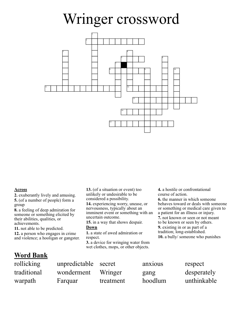 Wringer crossword