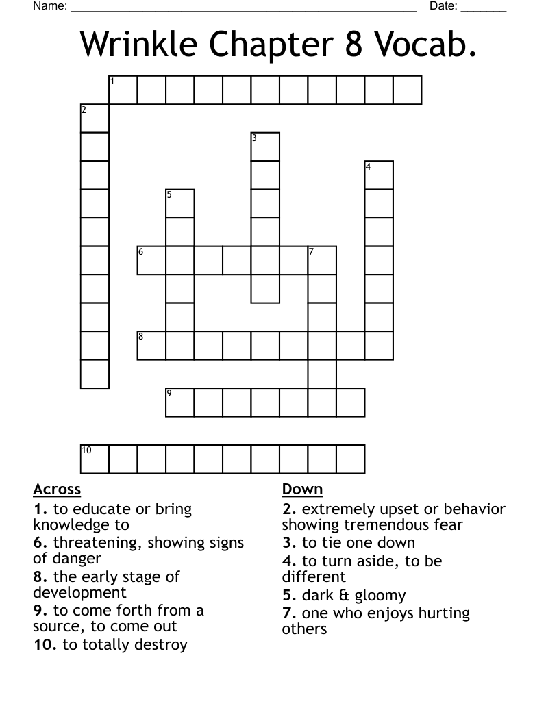 Wrinkle Chapter 8 Vocab. Crossword