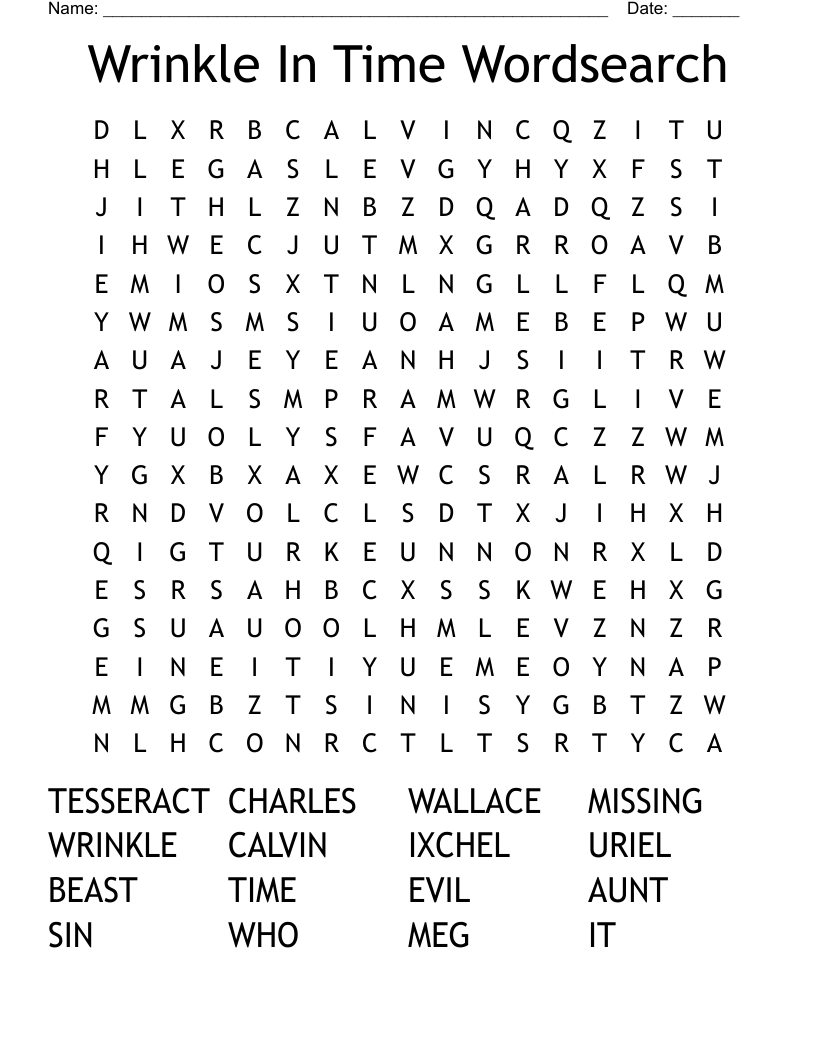 Wrinkle In Time Wordsearch