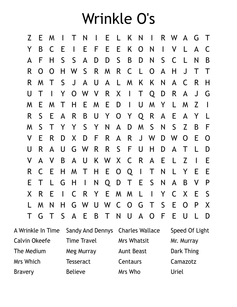 Wrinkle O's Word Search