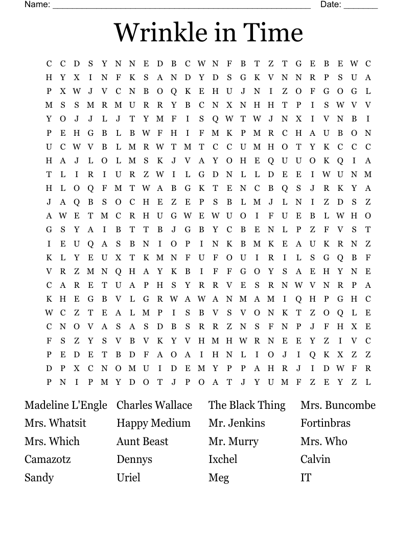 Wrinkle in Time Word Search