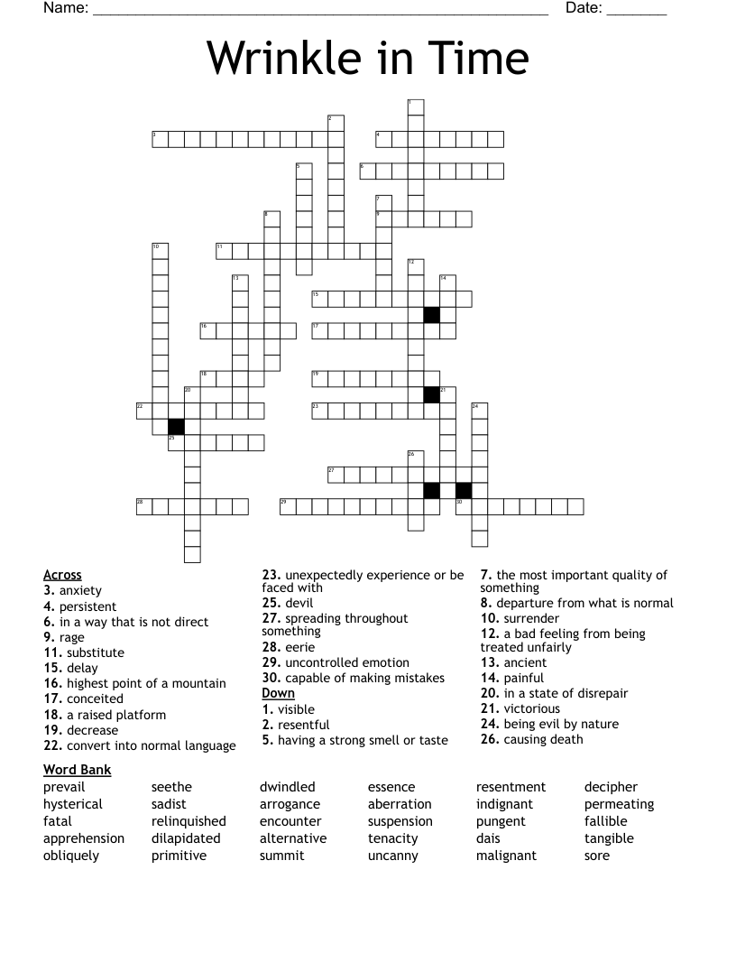 Wrinkle in Time Crossword