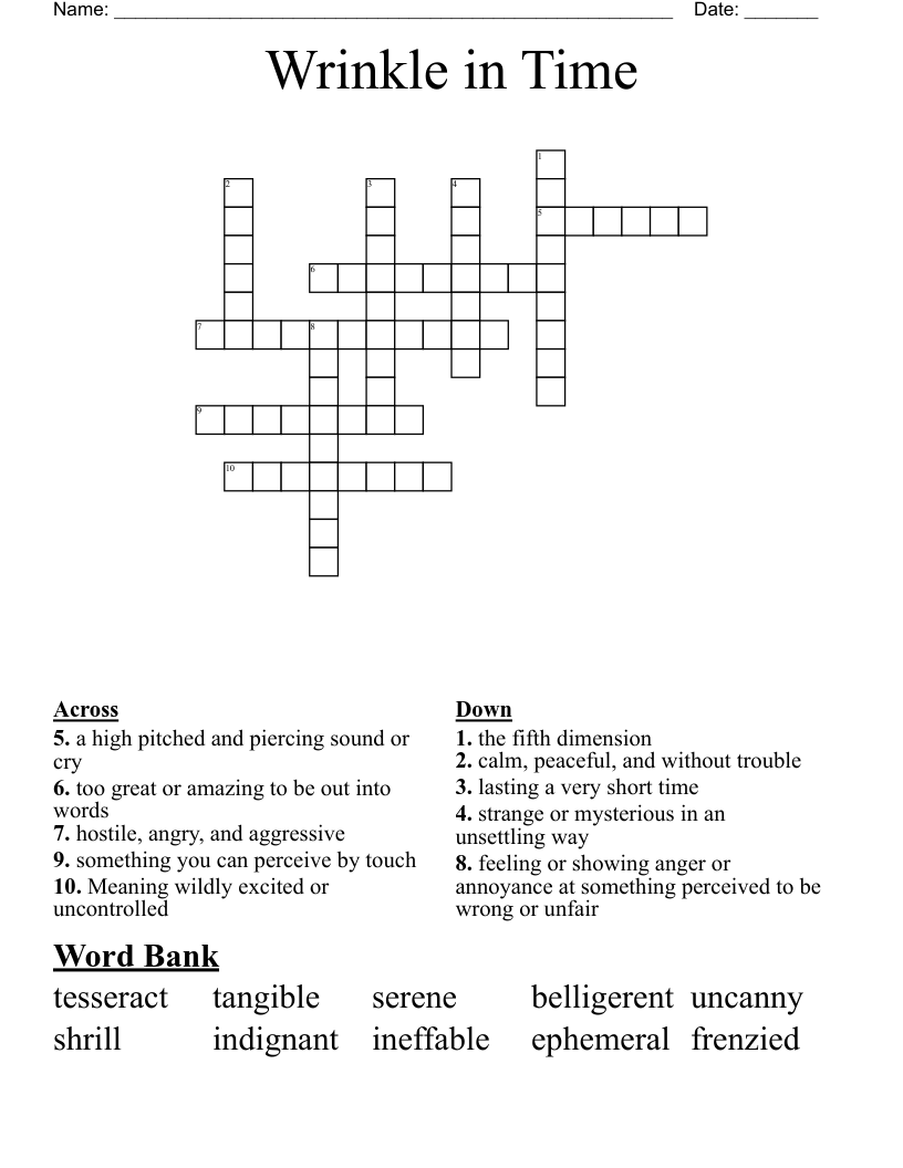 Wrinkle in Time Crossword