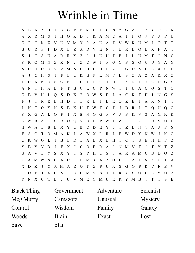 Wrinkle in Time Word Search