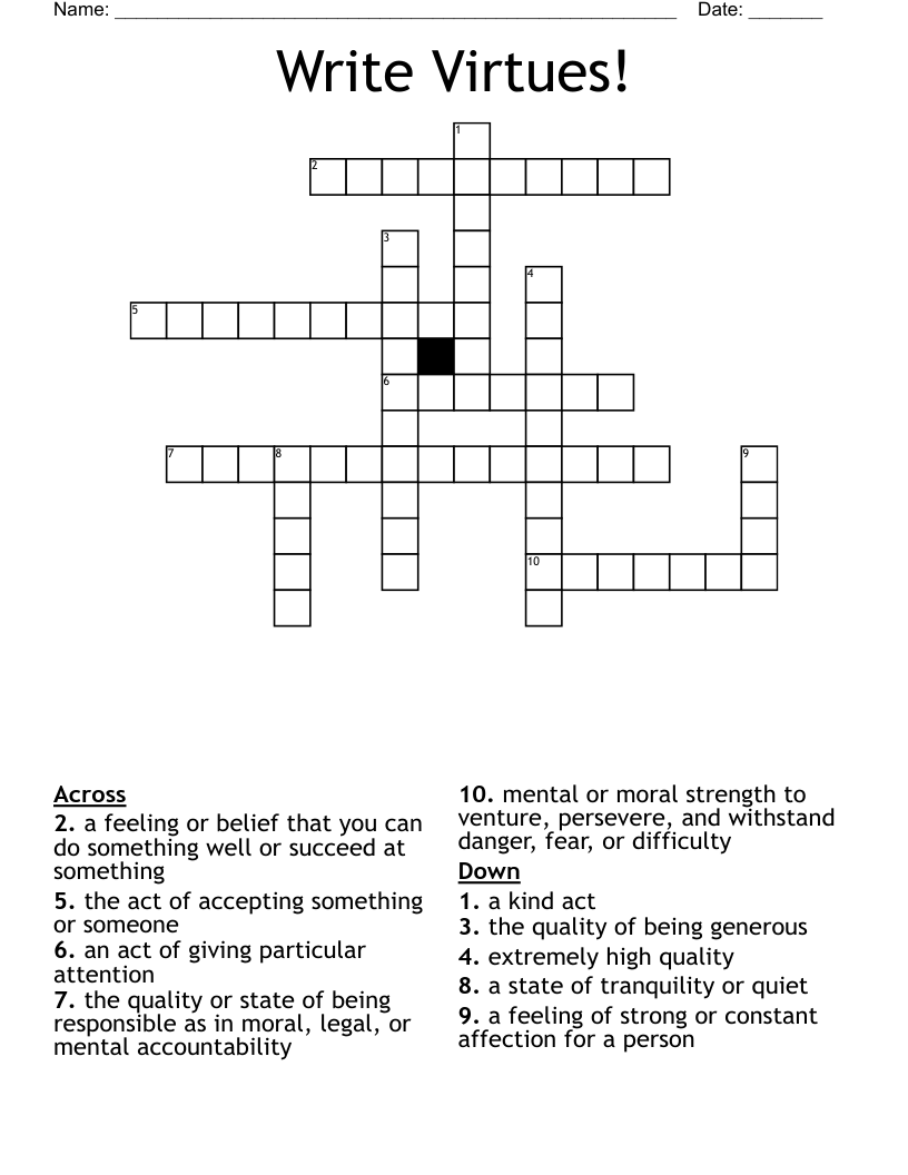 Write Virtues! Crossword