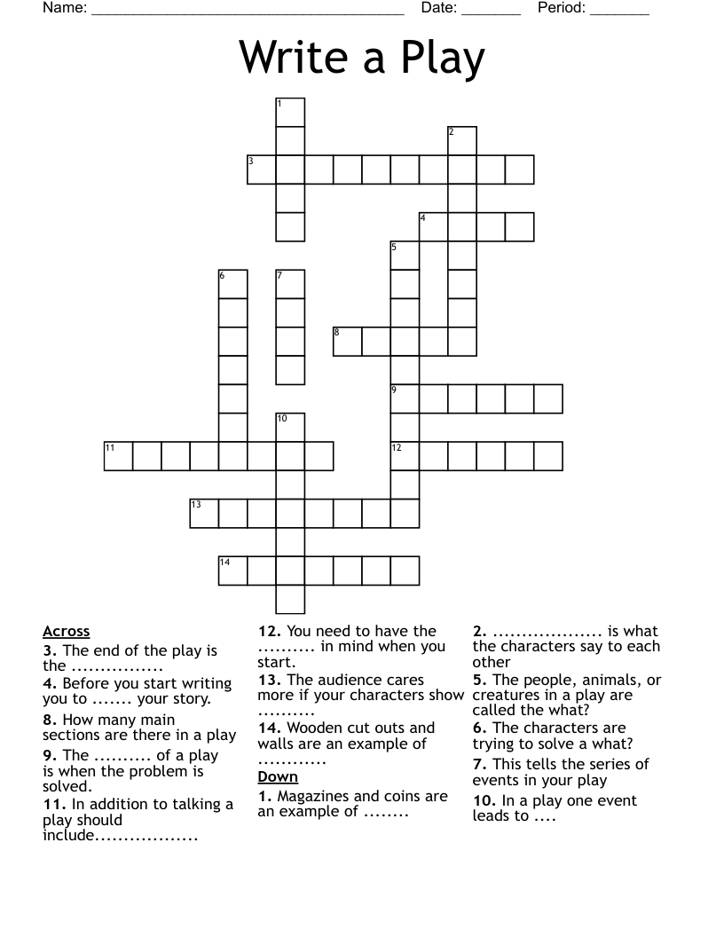 Write a Play Crossword