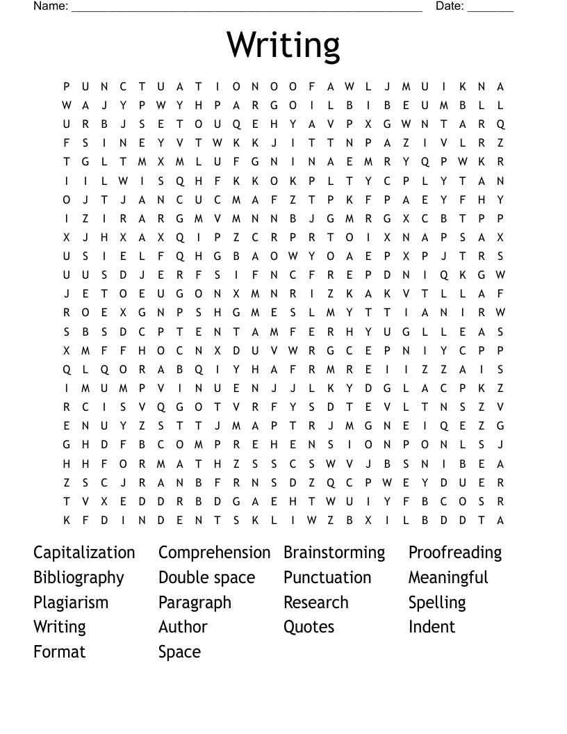 Writing Word Search