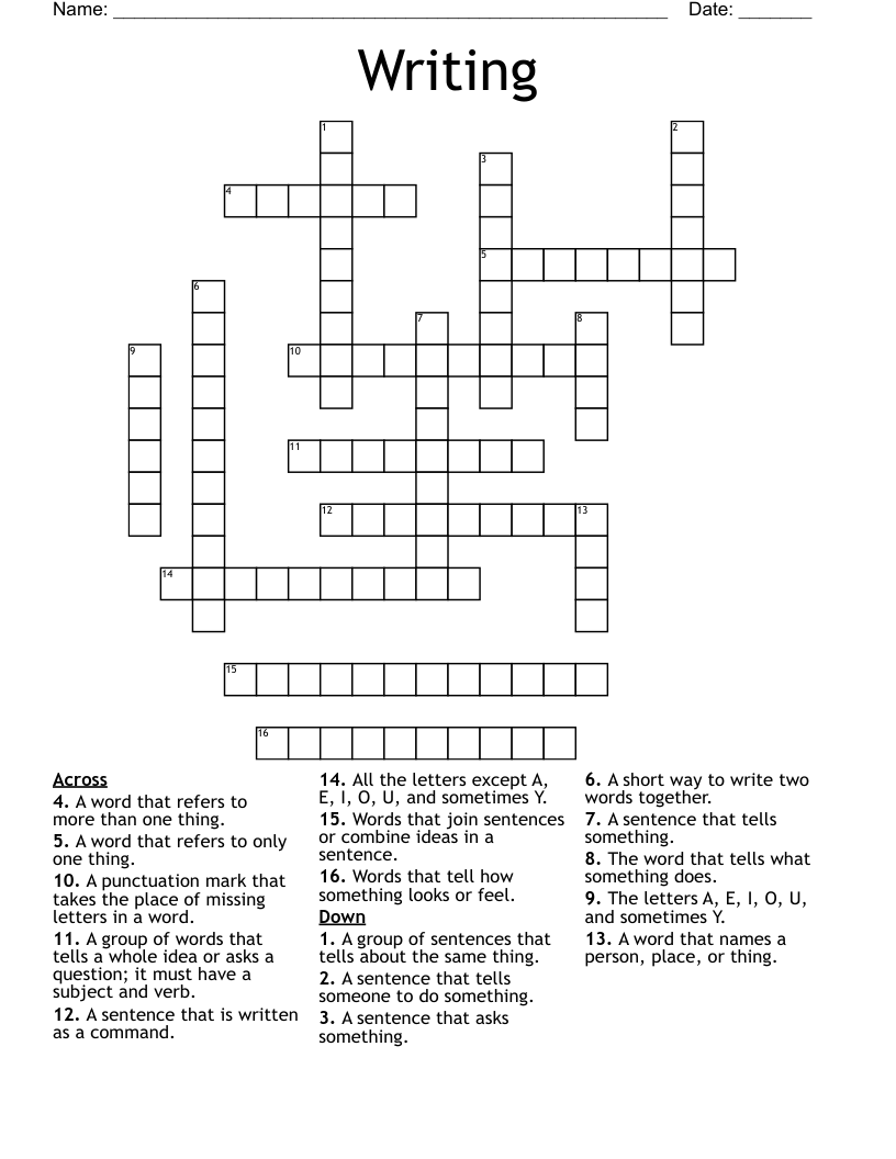 Writing Crossword