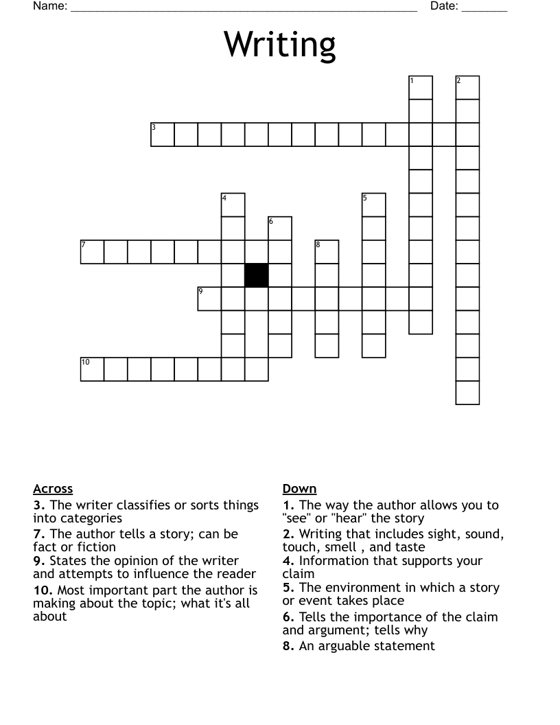 Writing Crossword