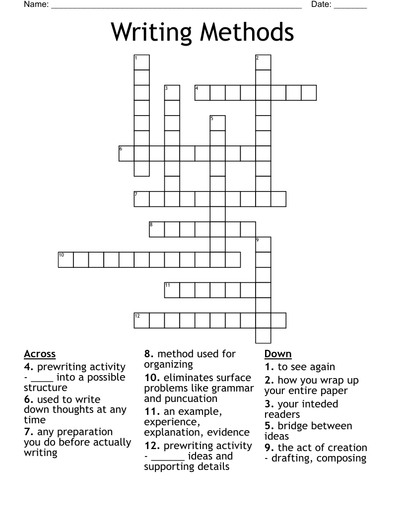 Writing Methods Crossword