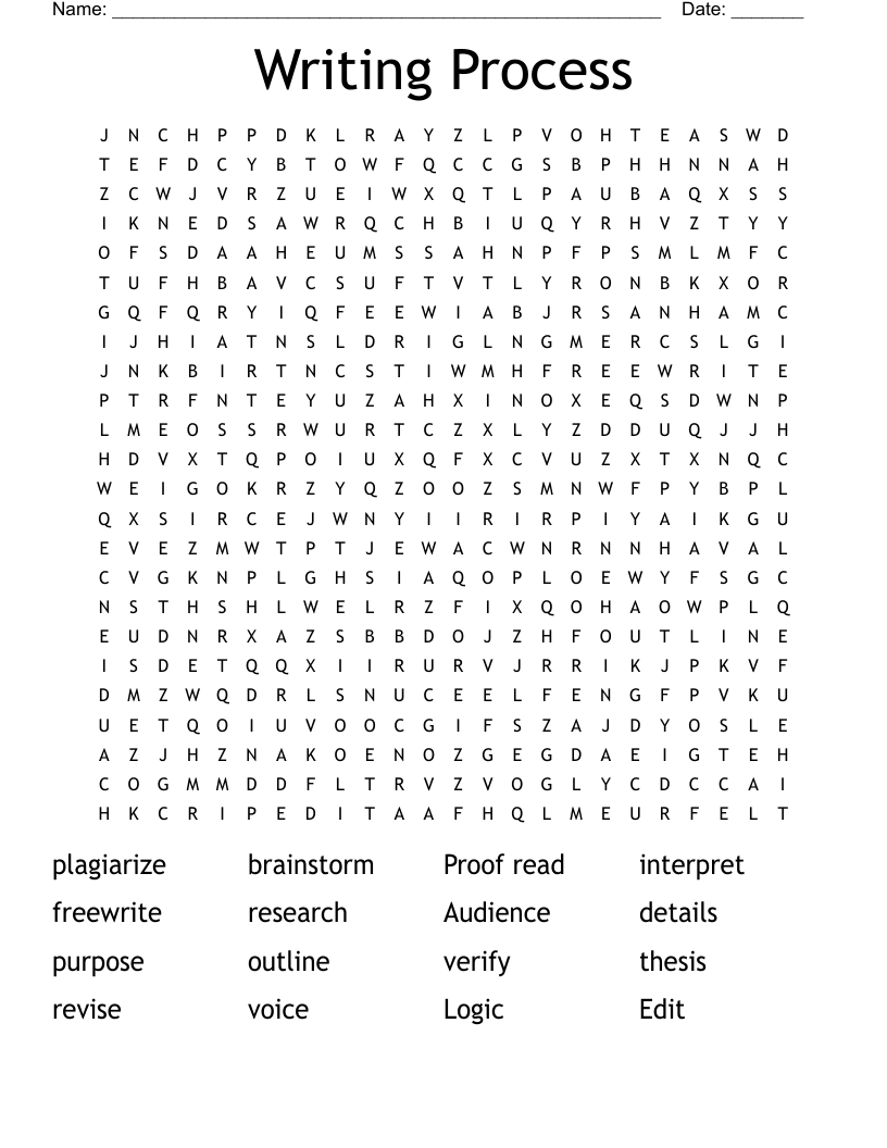 Writing Process Word Search