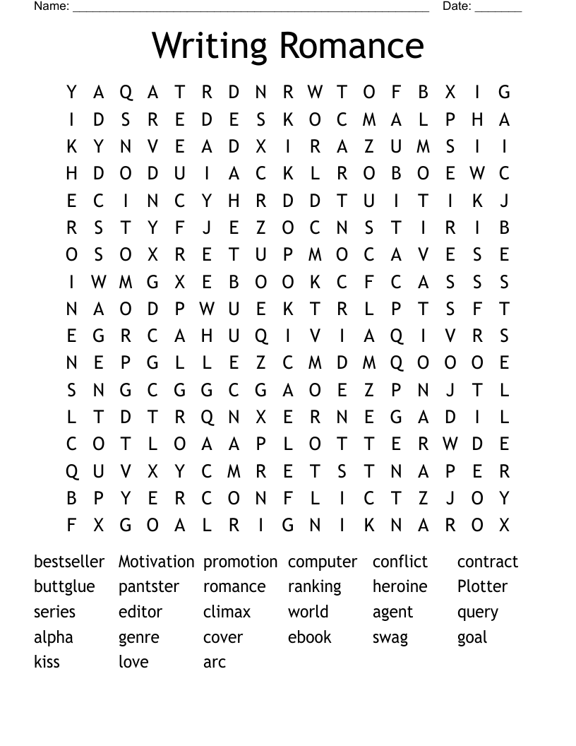 Writing Romance Word Search