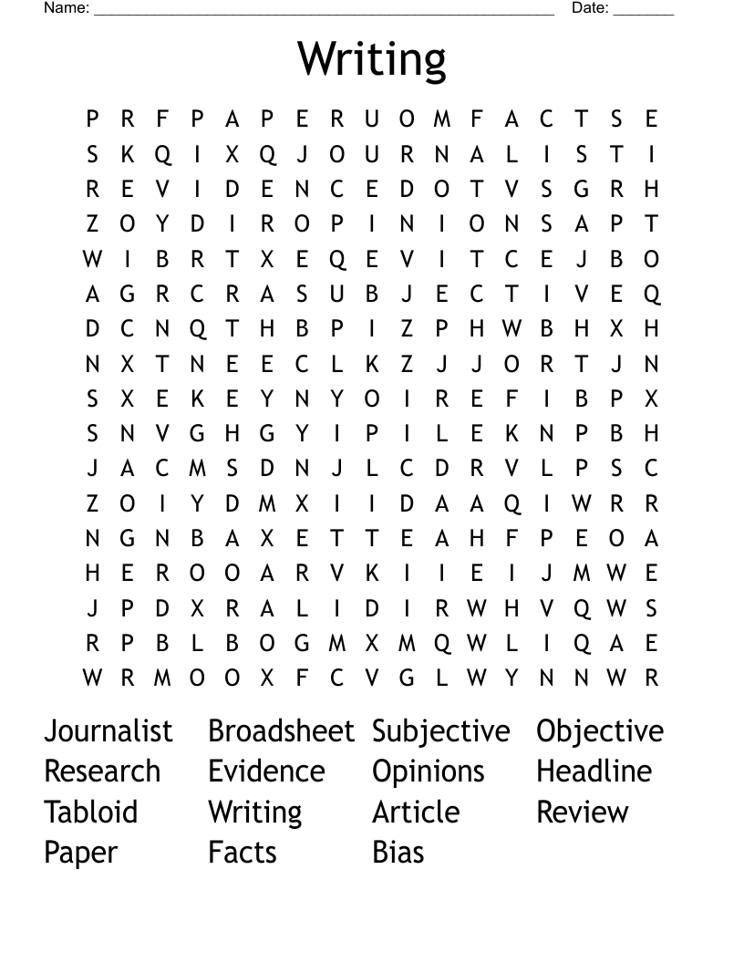 Writing  Word Search