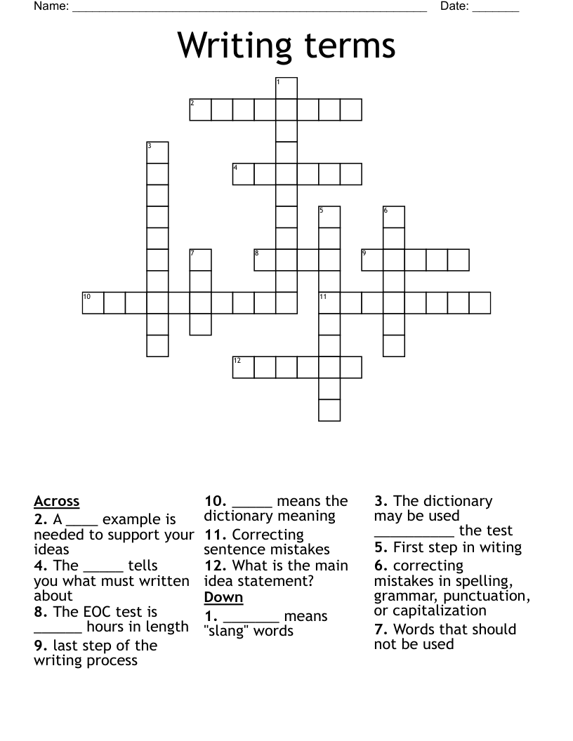 Writing terms Crossword