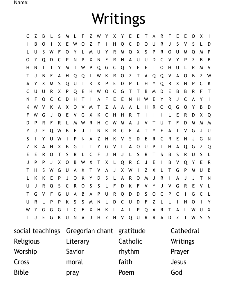 Writings Word Search