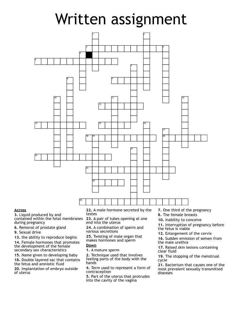 Written assignment  Crossword