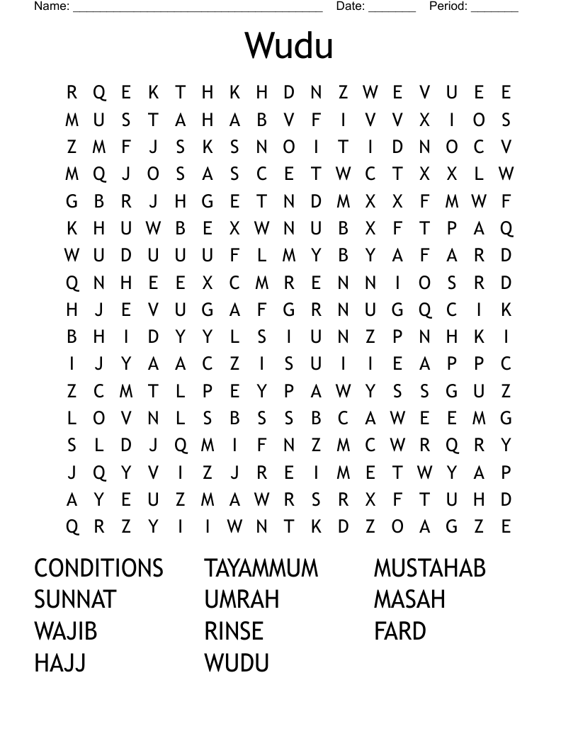 Wudu Word Search