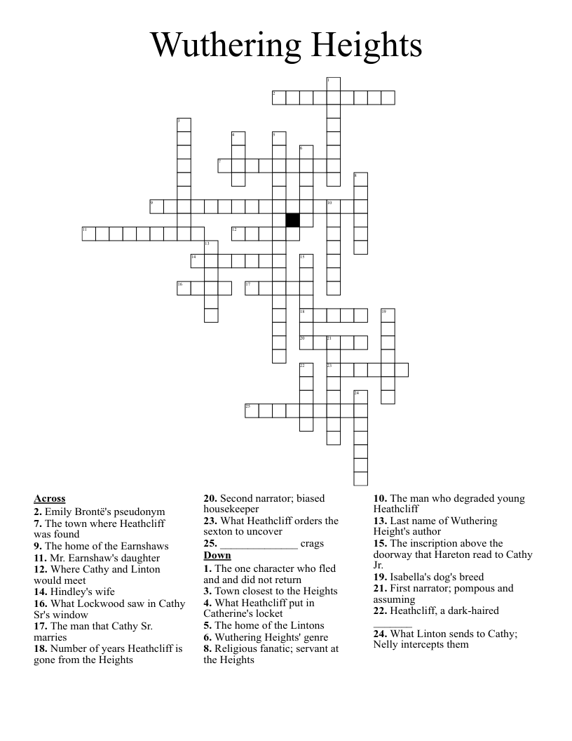 Wuthering Heights Crossword