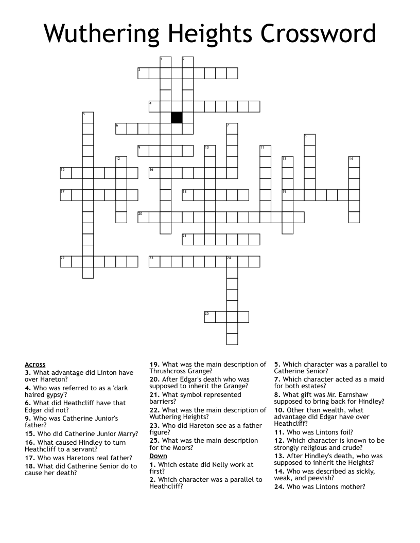 Wuthering Heights Crossword