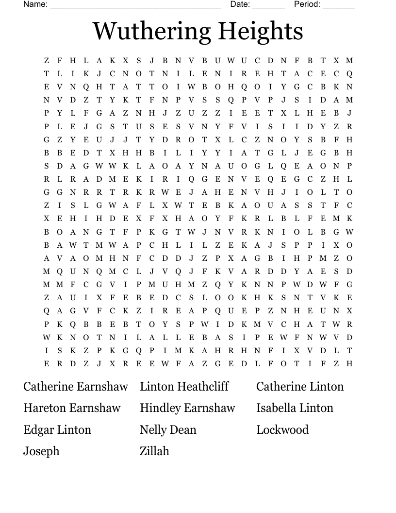 Wuthering Heights  Word Search