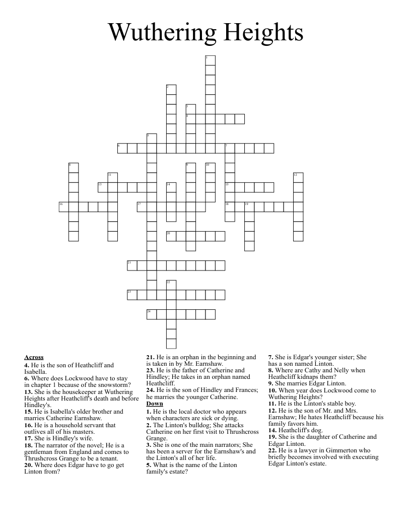 Wuthering Heights  Crossword