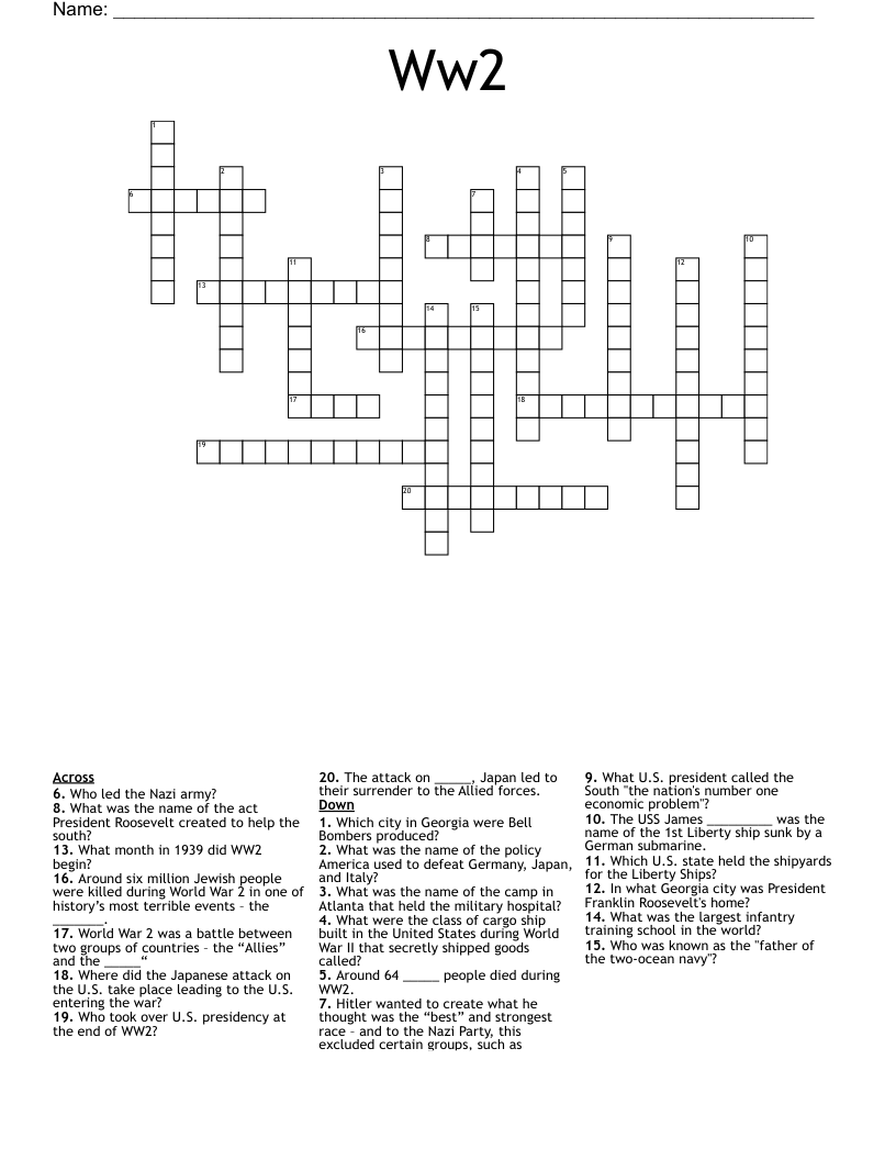 Ww2 Crossword