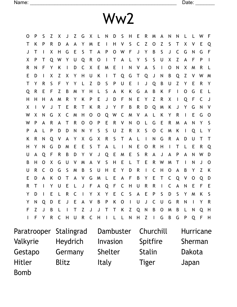 Ww2 Word Search