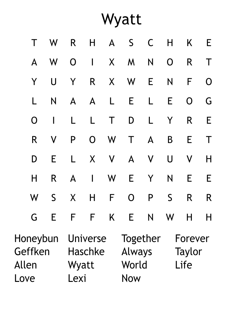 Wyatt Word Search