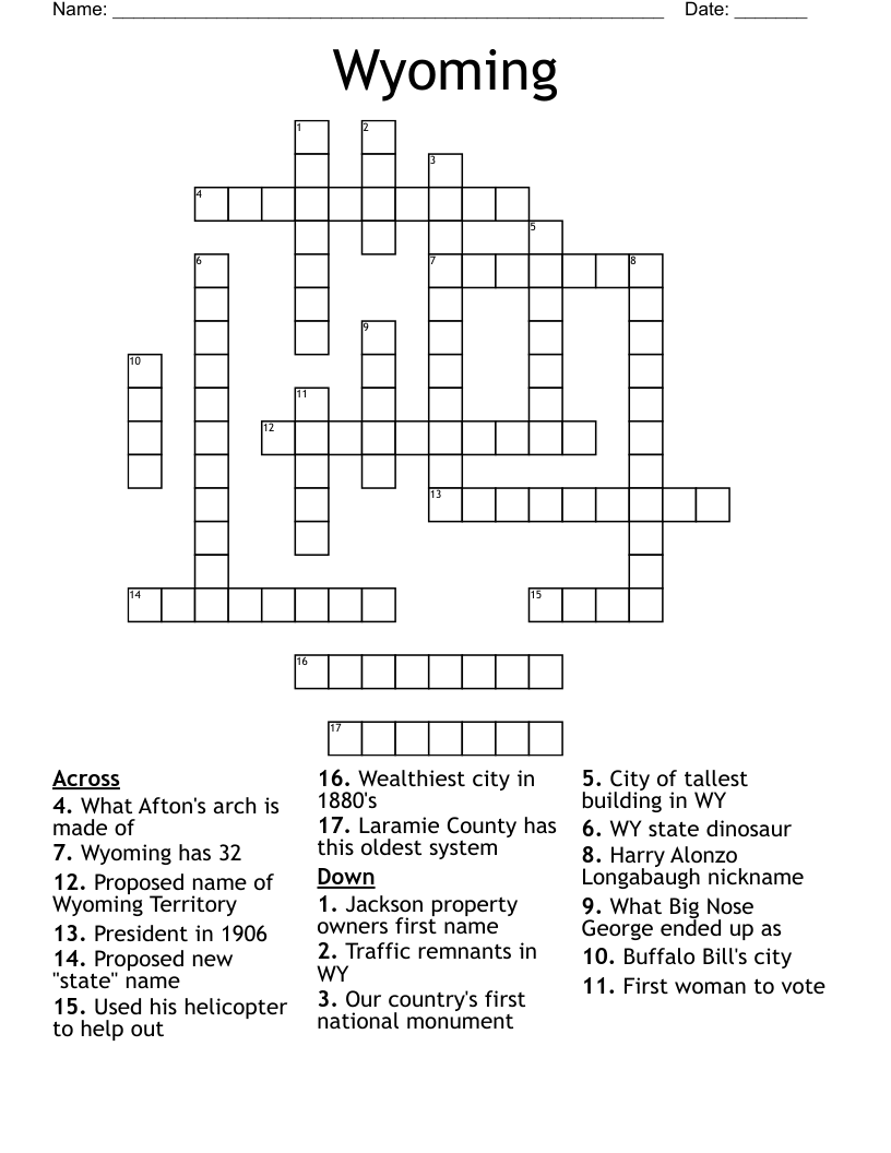 Wyoming Crossword