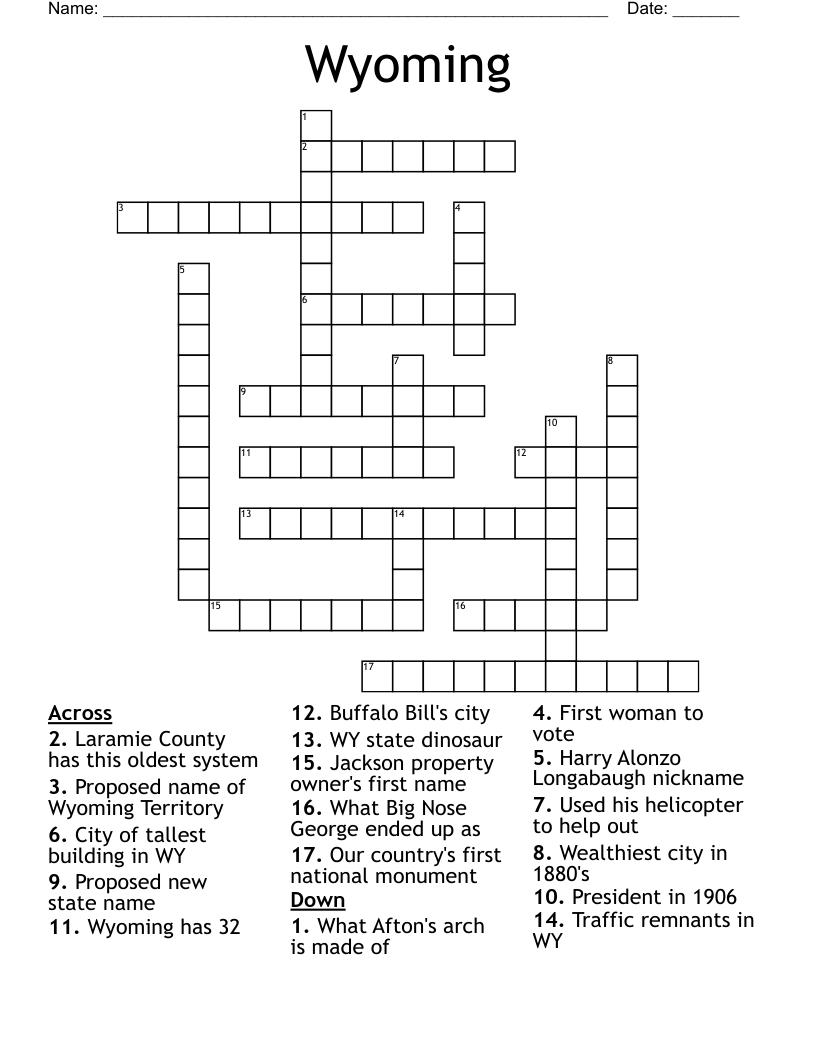 Wyoming Crossword