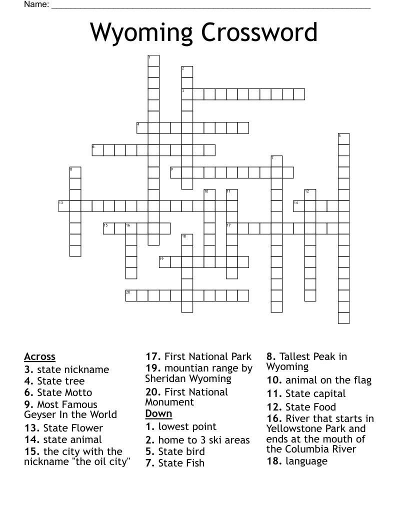 Wyoming Crossword