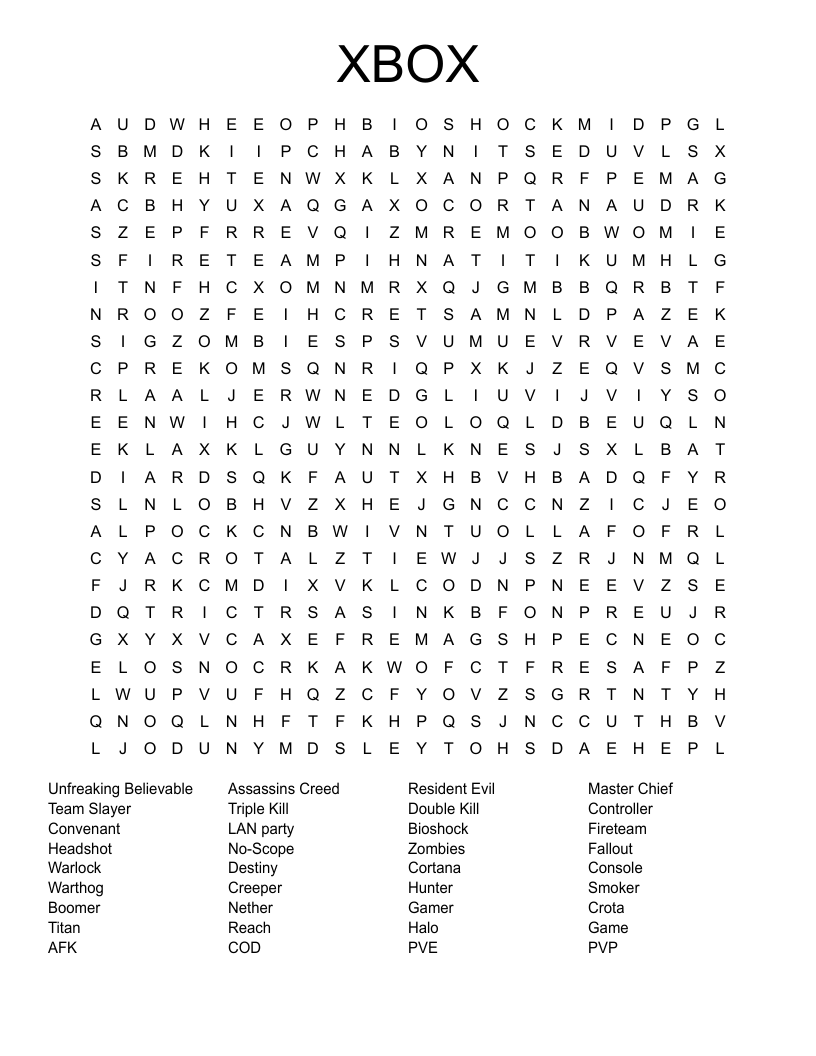 XBOX Word Search