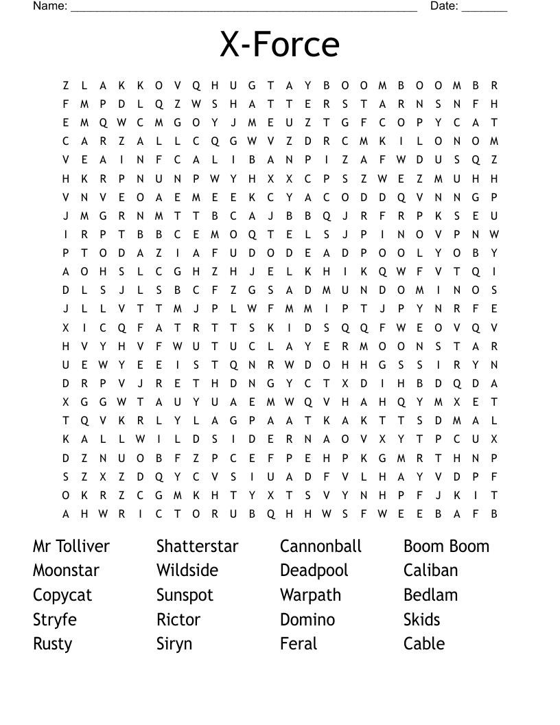 X-Force Word Search