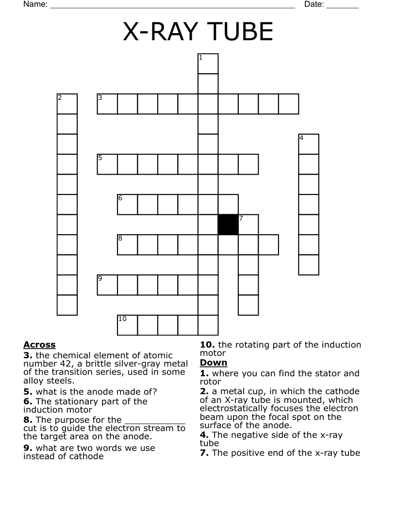 X-RAY TUBE Crossword