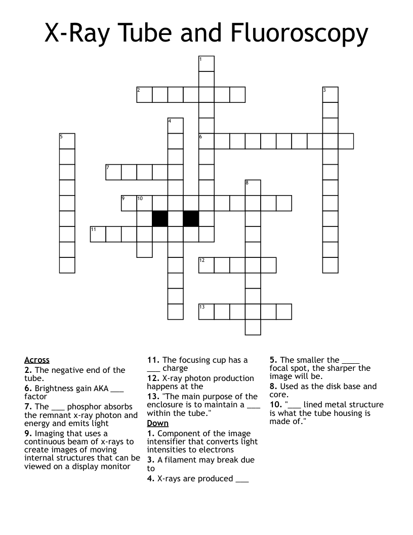 X-Ray Tube and Fluoroscopy Crossword