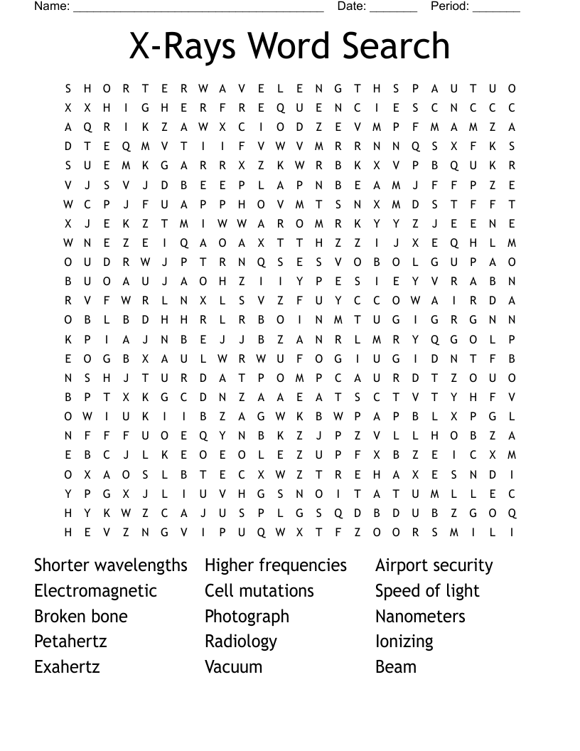 X-Rays Word Search