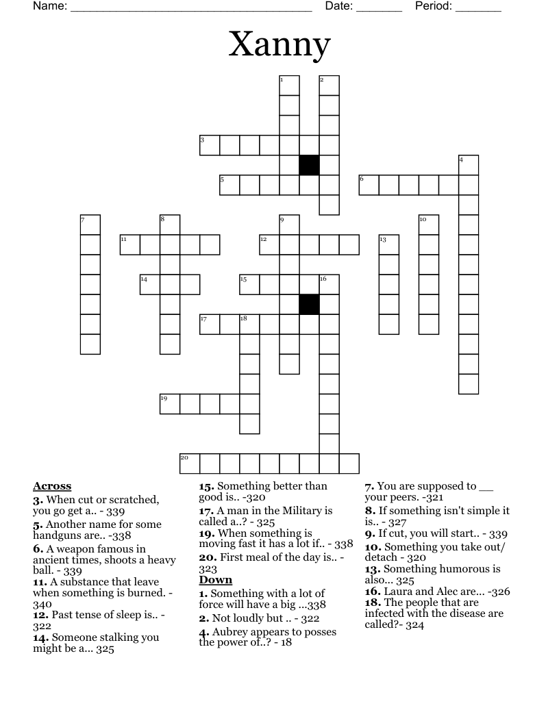 Xanny Crossword