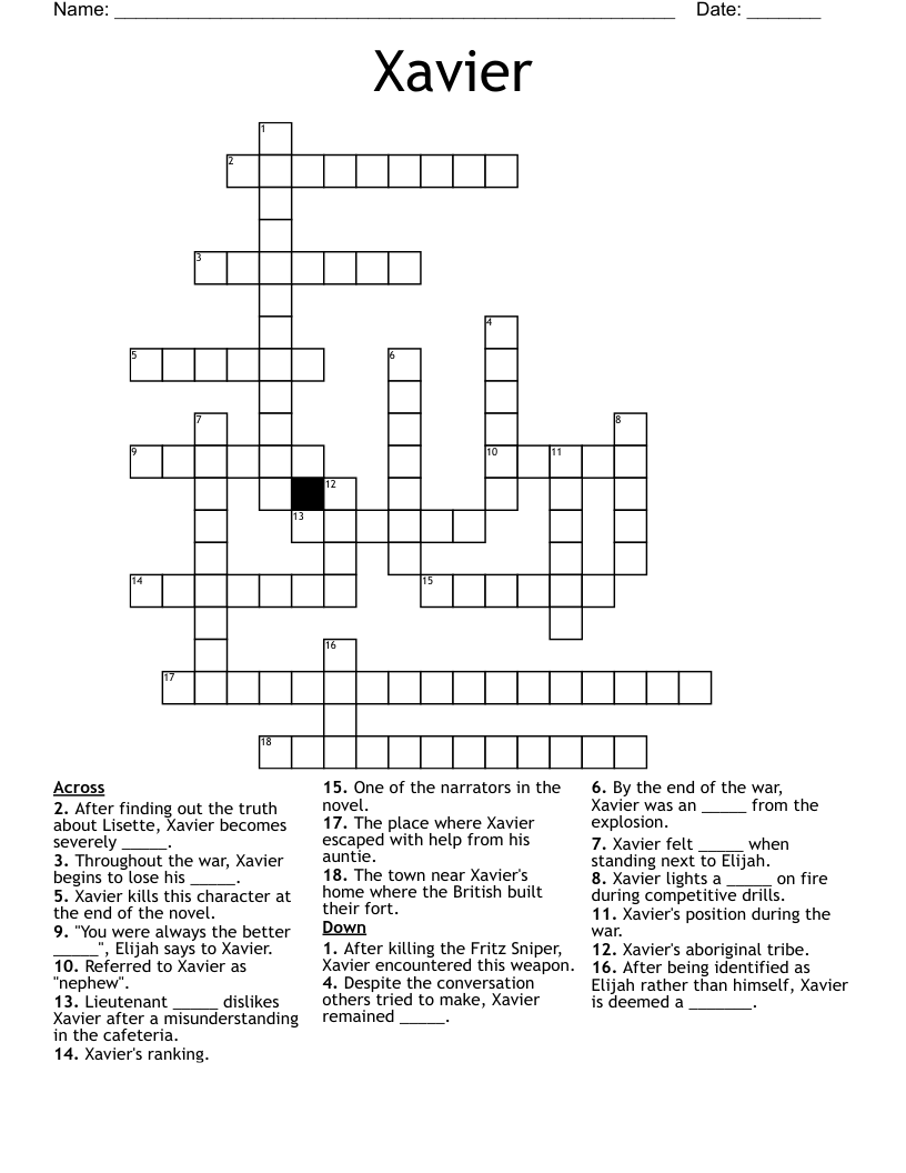 Xavier Crossword