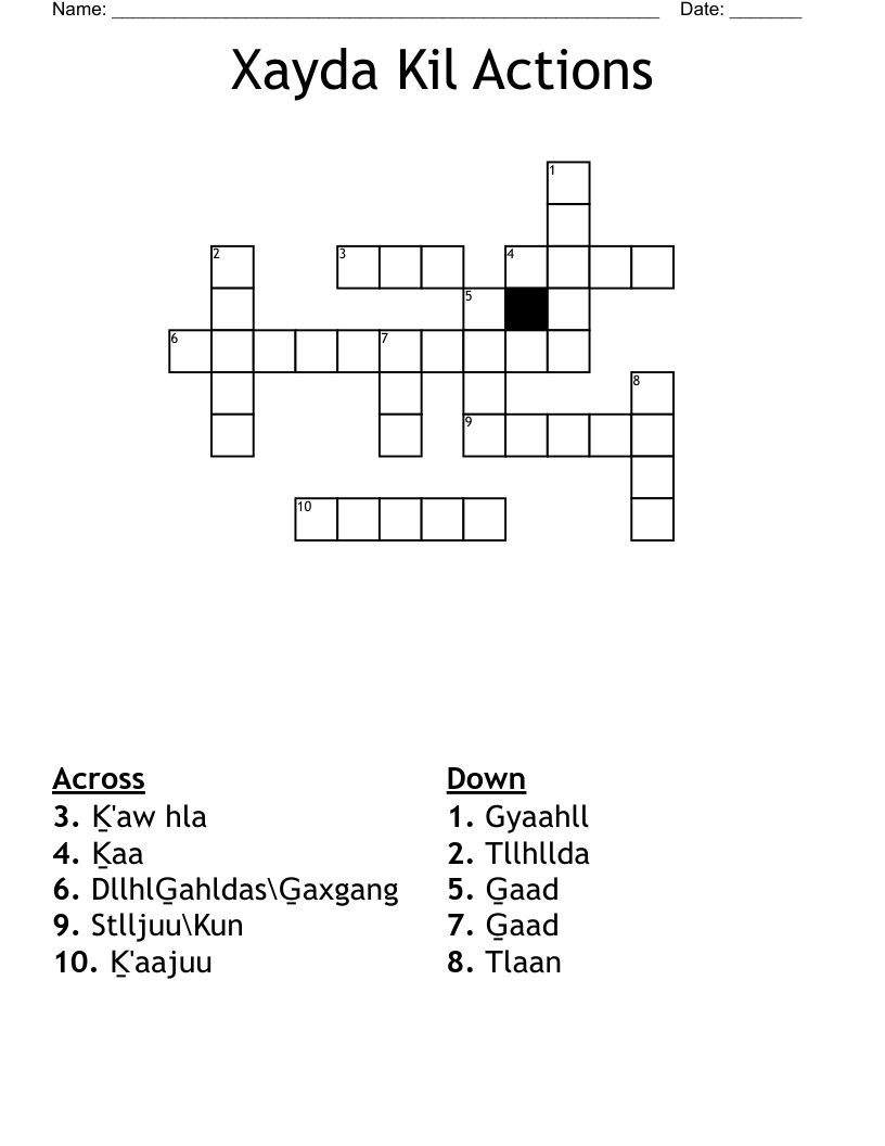 Xayda Kil Actions  Crossword