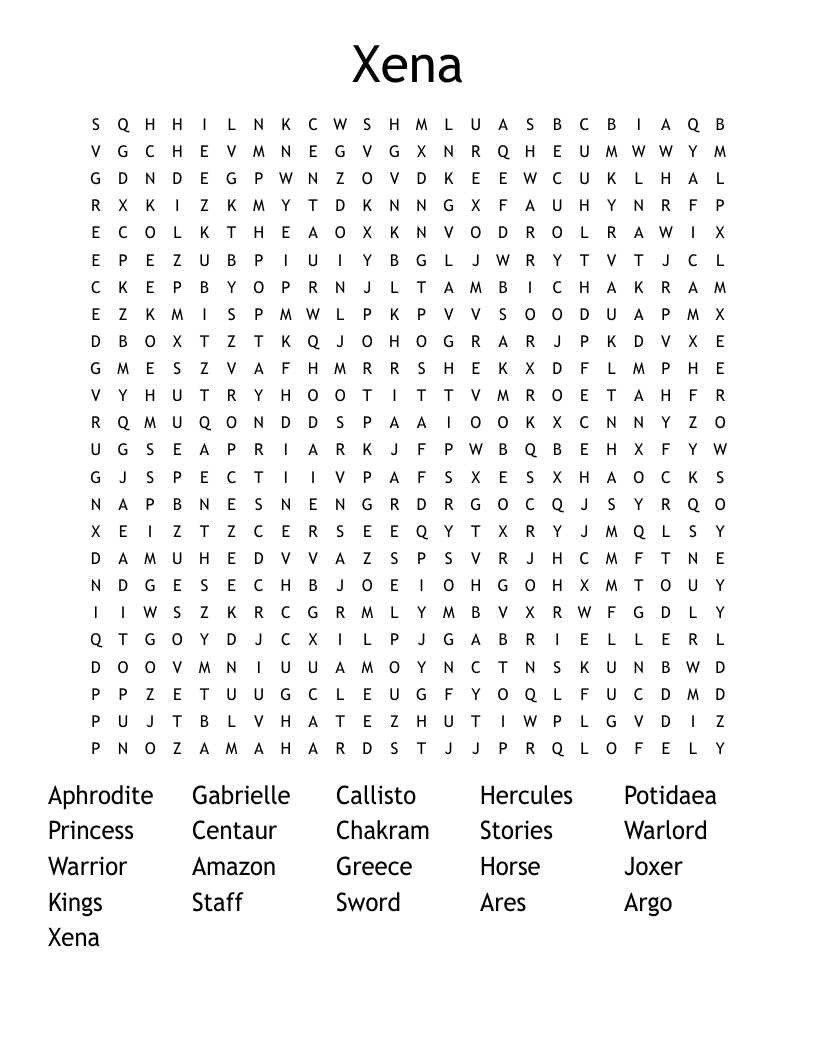 Xena Word Search