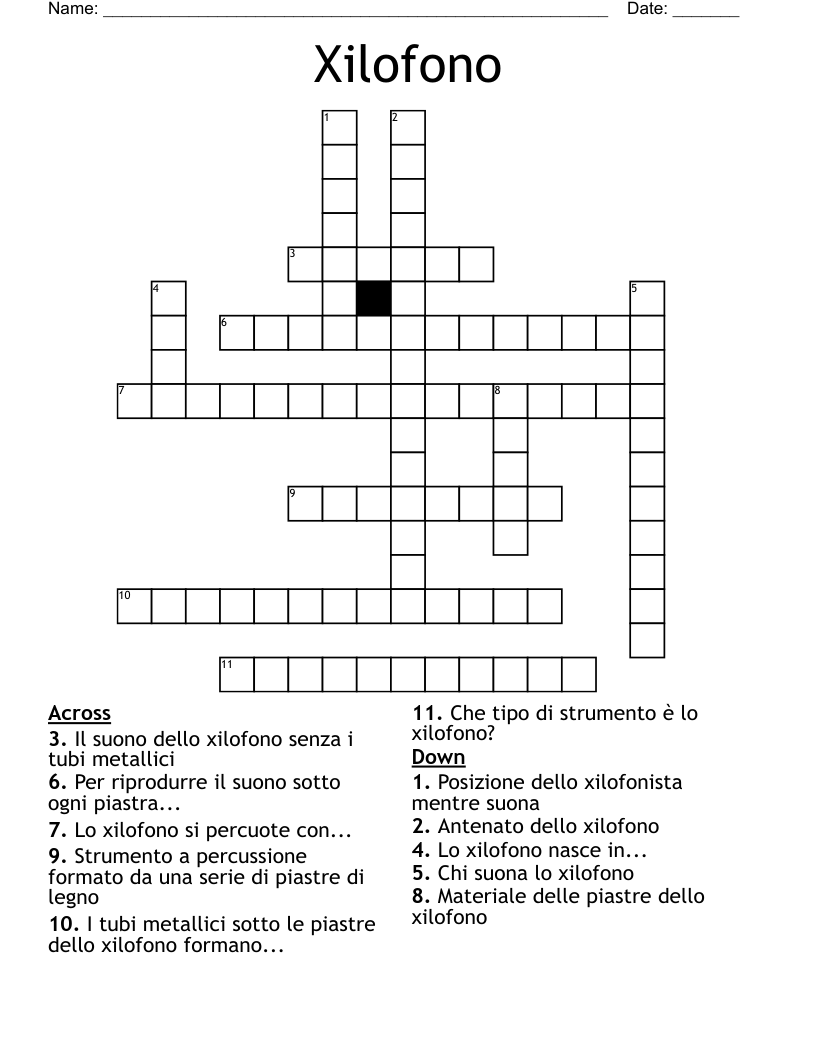 Xilofono Crossword