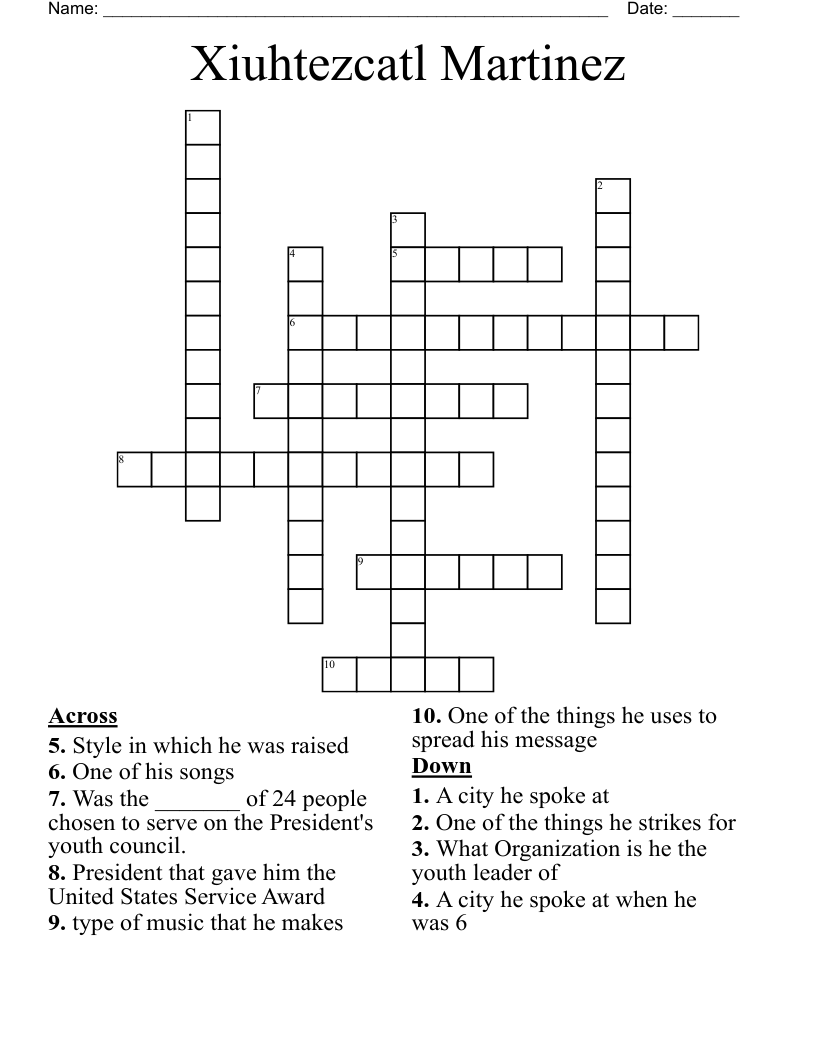 Xiuhtezcatl Martinez  Crossword