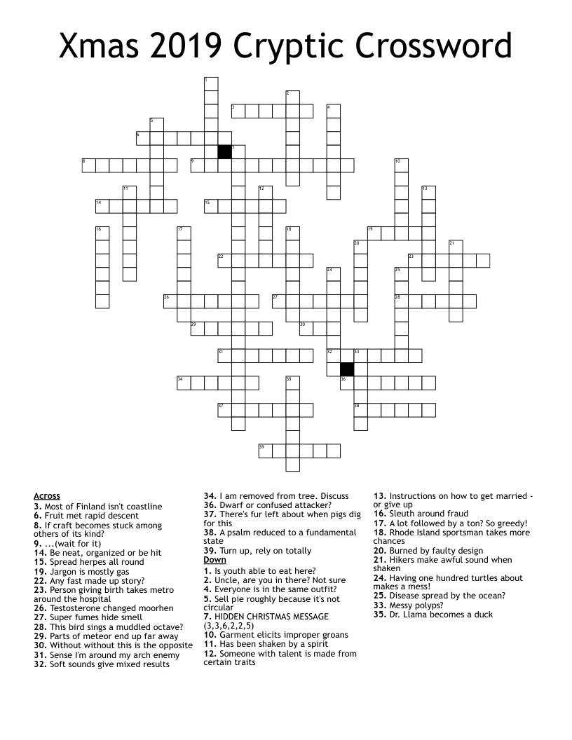 Xmas 2019 Cryptic Crossword