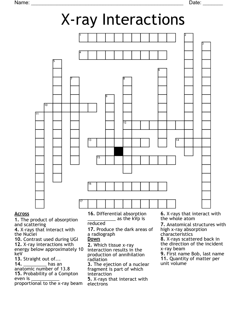 X-ray Interactions Crossword