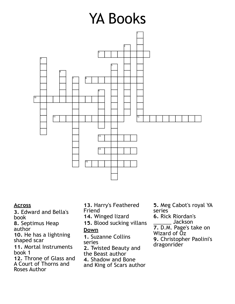 YA Books Crossword