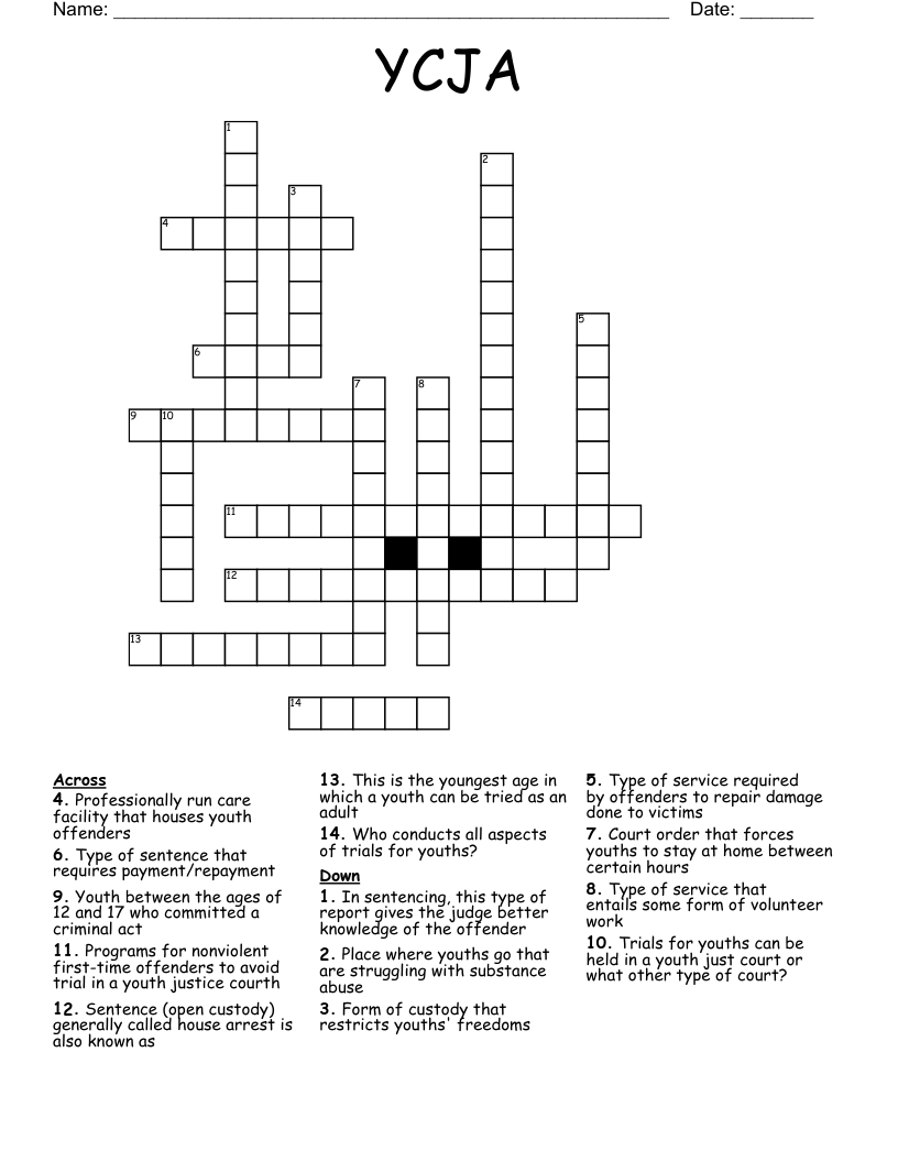 YCJA Crossword