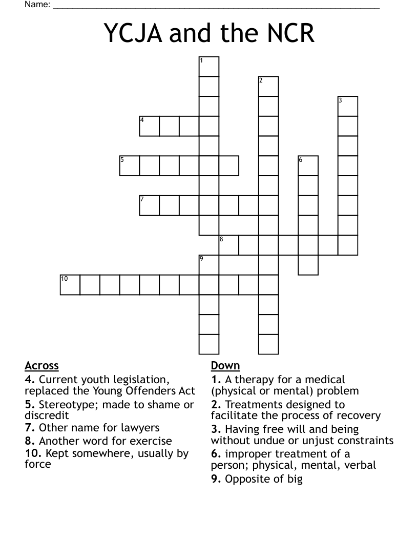 YCJA and the NCR Crossword